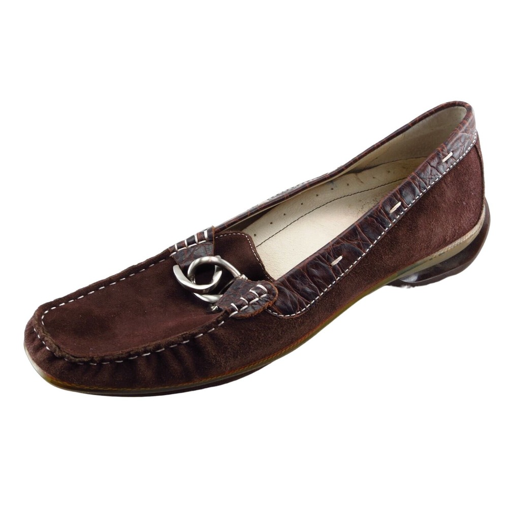 Asgi Size 8 M Brown Square Toe Loafer‎ Leather Women